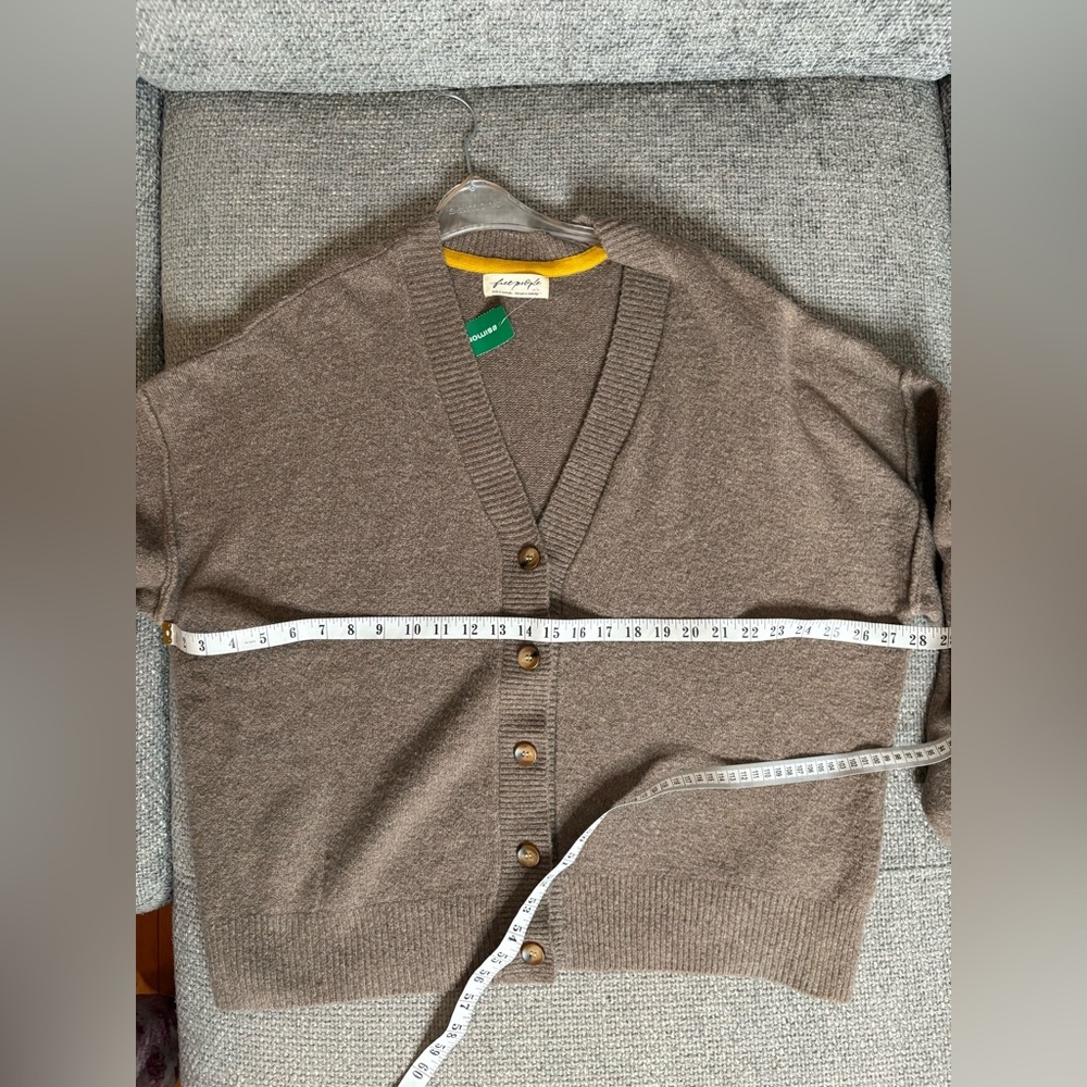Free People Cool Of The Night Cardigan M Mocha Melange Oversized Button Front - Picture 10 of 13